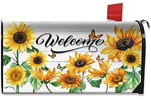 Magnetic Sunflowers Welcome Mailbox Cover: Beautify Your Yard with Vintage Charm