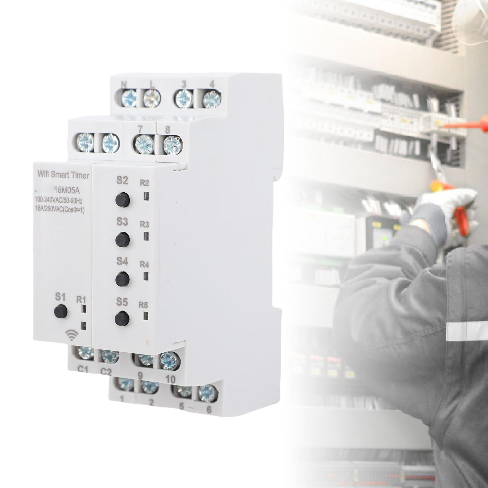 Fafeicy Minuteur WiFi Intelligent à 5 Canaux, Programmation Flexible avec Interrupteur Externe et Prise en Charge des Assistants Vocaux, pour la Commande Vocale Via L'application