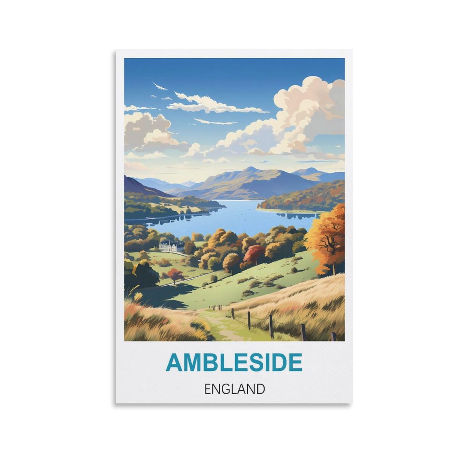 Metal Tin Sign,Ambleside England,Tin Sign Metal Retro Art Wall Poster for Home Club Garden Decor 15x30cm