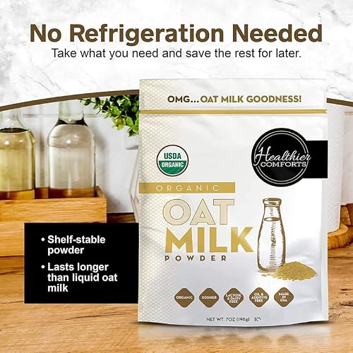 Oat Milk Powder 7oz - Natural and Plant Based Milk with a Clean Formula - Gluten-Free, Vegan, USDA Organic Certified, Non-GMO, Dairy Free, and Lactose Free Milk Powder with No Refrigeration Required - Thumbnail 3