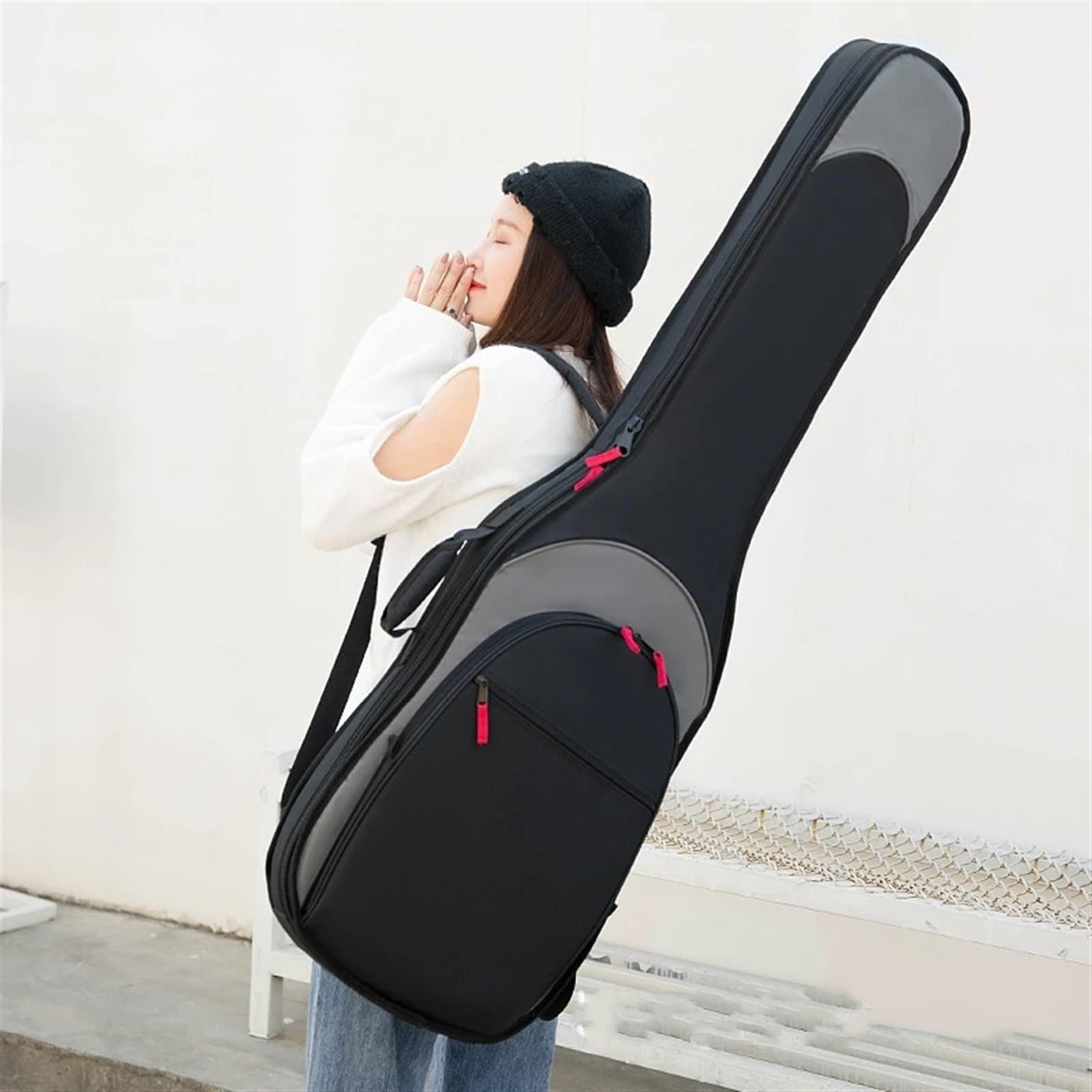 Funda de Guitarra Mochila for Guitarra eléctrica de algodón Grueso, Acolchada, Impermeable y Resistente al Agua(Gray)