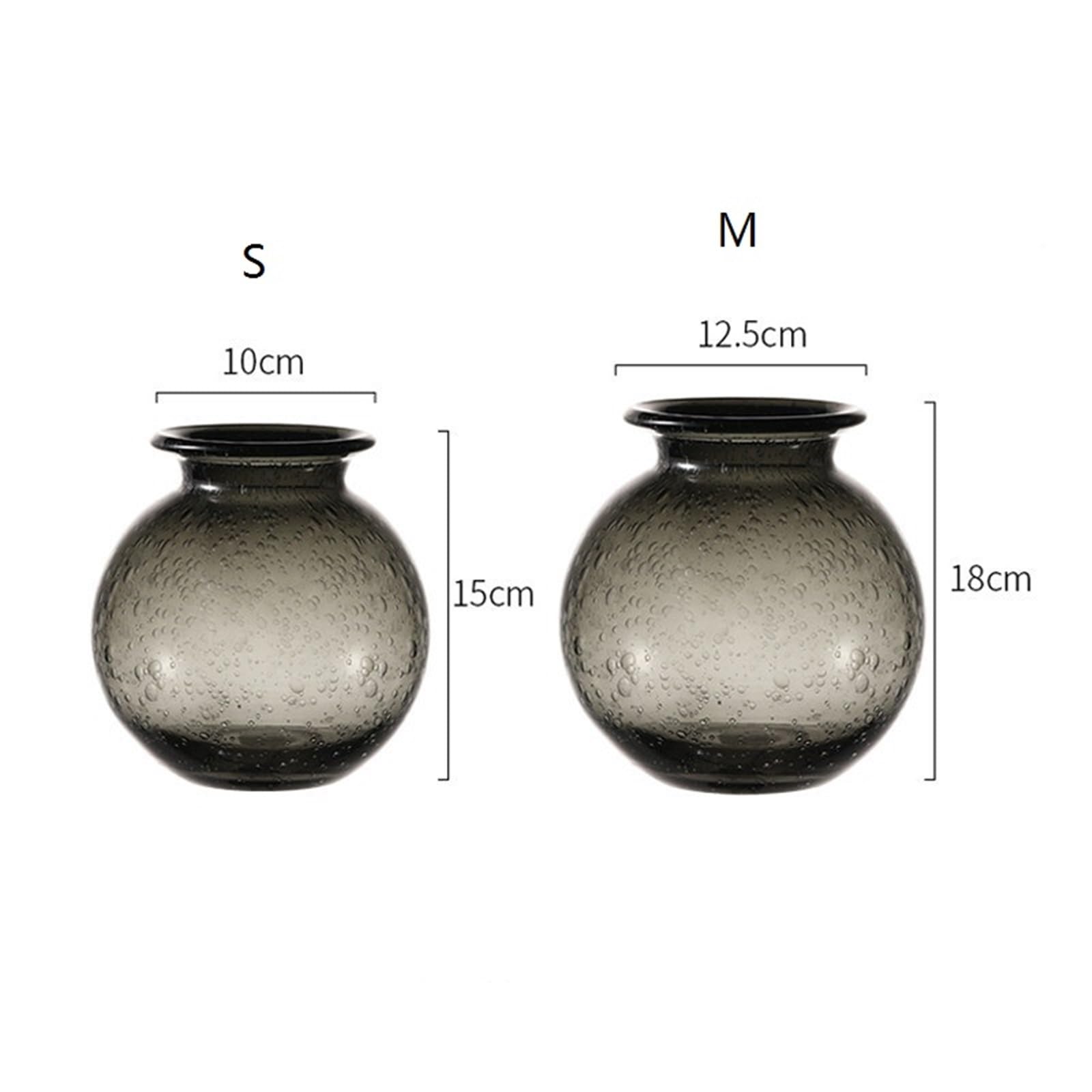 Vasi di Fiori Vaso Moderno in Vetro Grigio con Bolle d'Aria