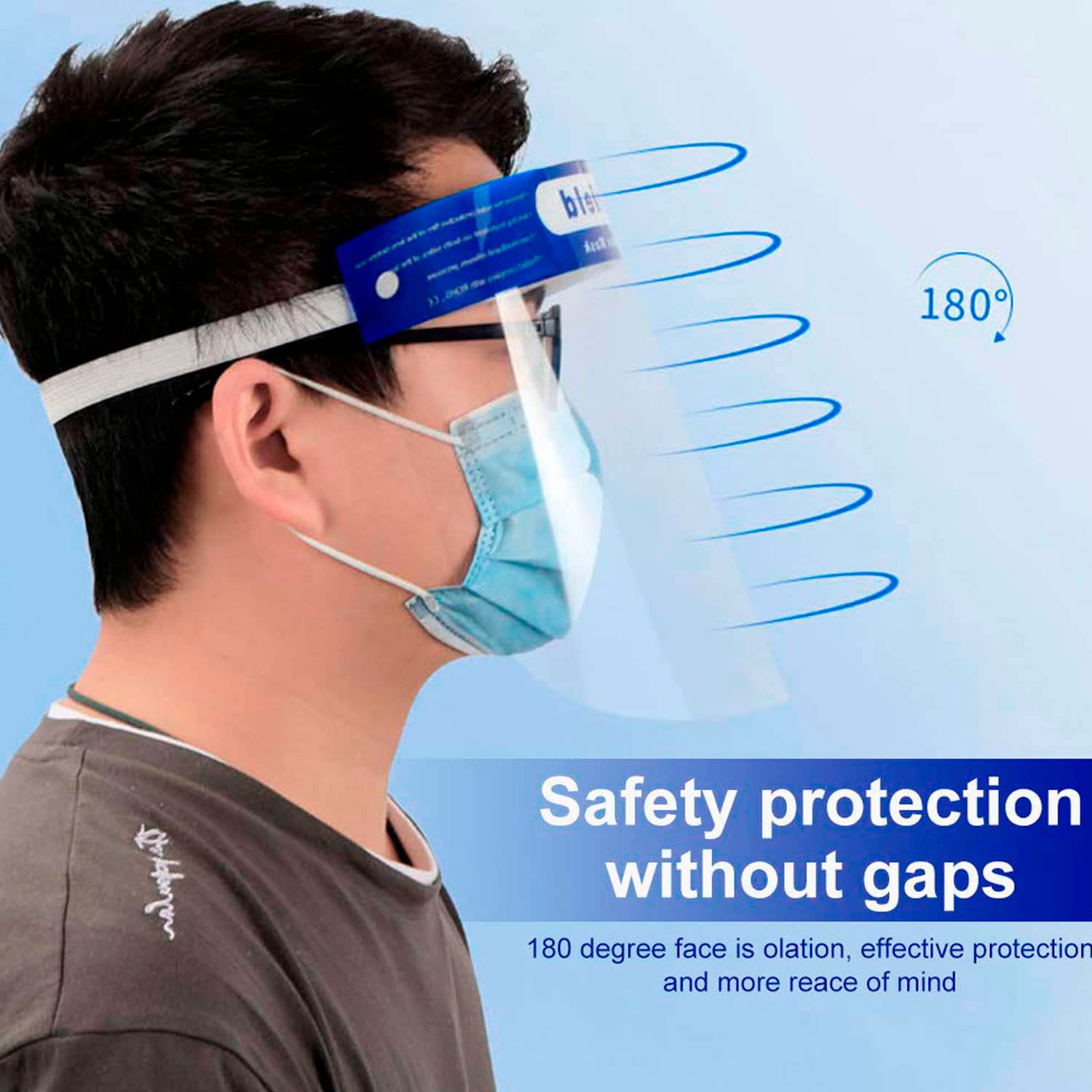 Pack de 10 paneles de protectores faciales, máscara protección de plástico transparente con esponja y banda elástica, Panel protección facial transparente