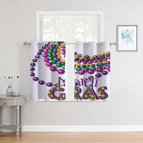 Miniatura 2 de Cortinas para Cocina Mardi Gras Grommet Short Closet Door Curtain Blackout Grommet Curtains 63Inch Width by 80Inch Length,2 Panels