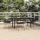 tidyard set da pranzo da giardino 7 pz nero in polyrattan,patio set bistrot,tavolo e sedie da balcone,set bistrot da giardino,set sedie e tavolo da giardino,set di mobili da giardino rattan