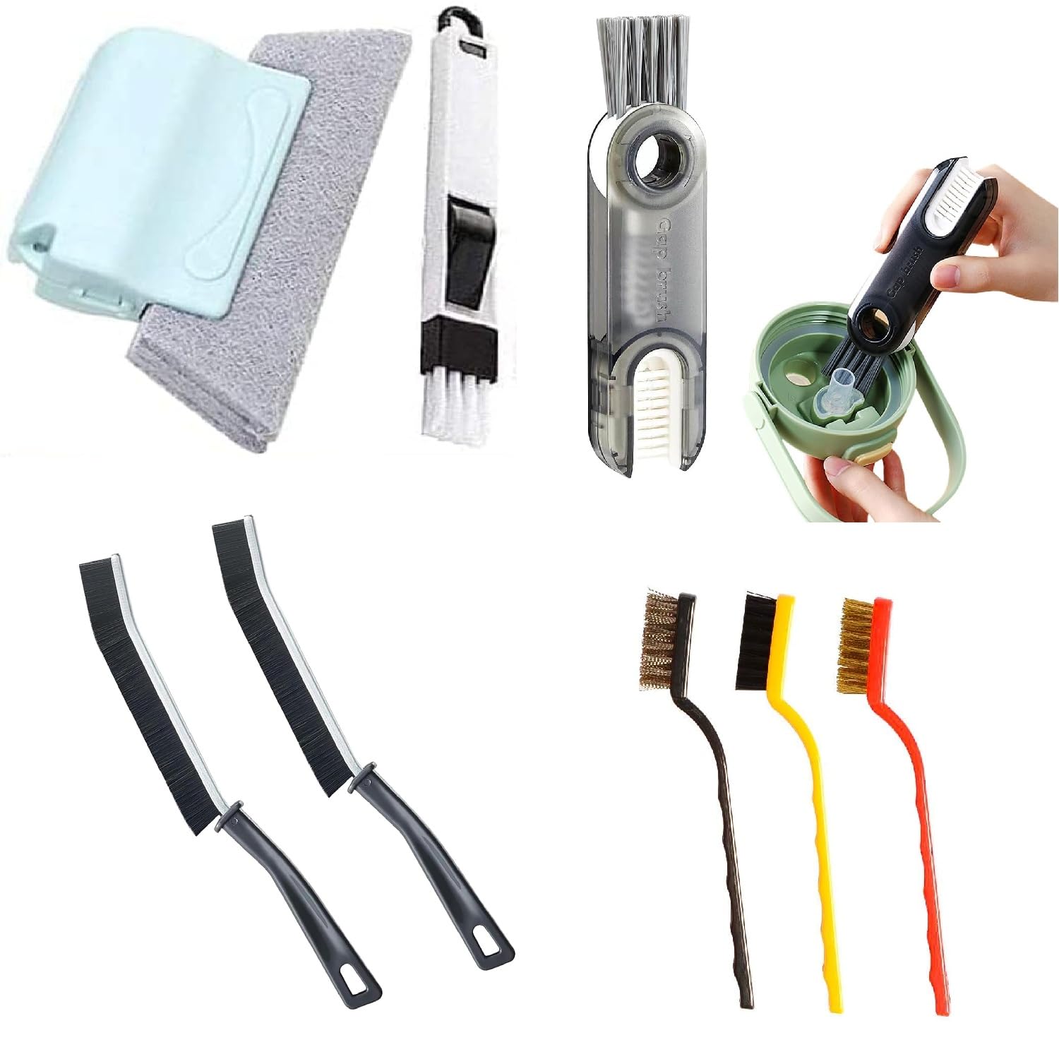 BEYOND BASIC 5 PCS Sliding Window Groove Cleaning Brush and Wire Brush Cleaning Tool, Window Slot Door Track Gap Dust Cleaning Brush (5 Cleaning Combo)