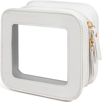 Small Clear Makeup Bag for Women, Mini Cosmetic Bag Portable Makeup Pouch Organizer with Zipper Waterproof Travel Cosmetic Case Cute Travel Toiletry Bag Car Organizer for Essentials