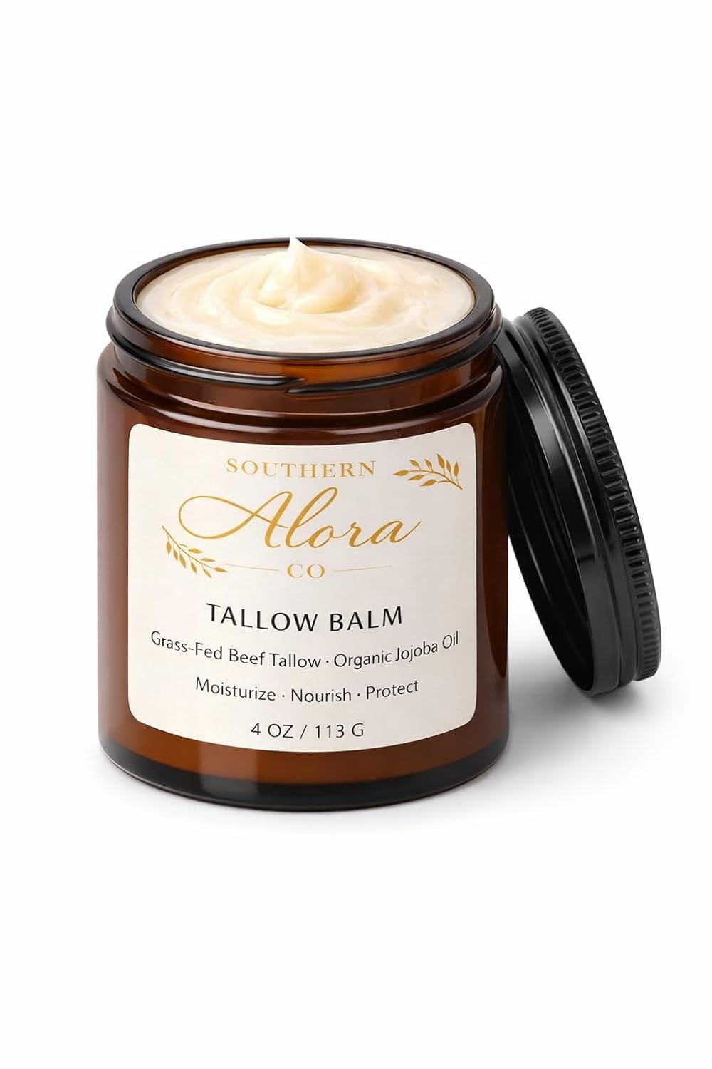 Grass Fed Beef Tallow Moisturizer for Face & Skin – Natural Tallow Balm Face Cream with Organic Jojoba Oil – Deep Hydration for Dry Sensitive Skin – Unscented 4 oz