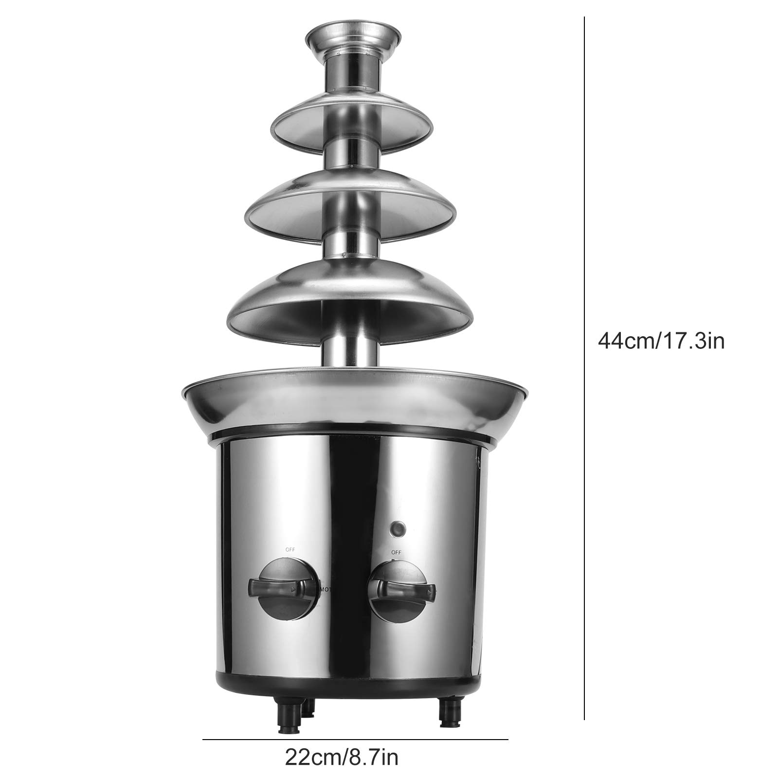 NDNCZDHC 170W Chocolate Fountain Machine Stainless Steel Electric Chocolate Fountain Silver 4 Layer Cheese Fountain 17x9x9in(US Plug 110V)