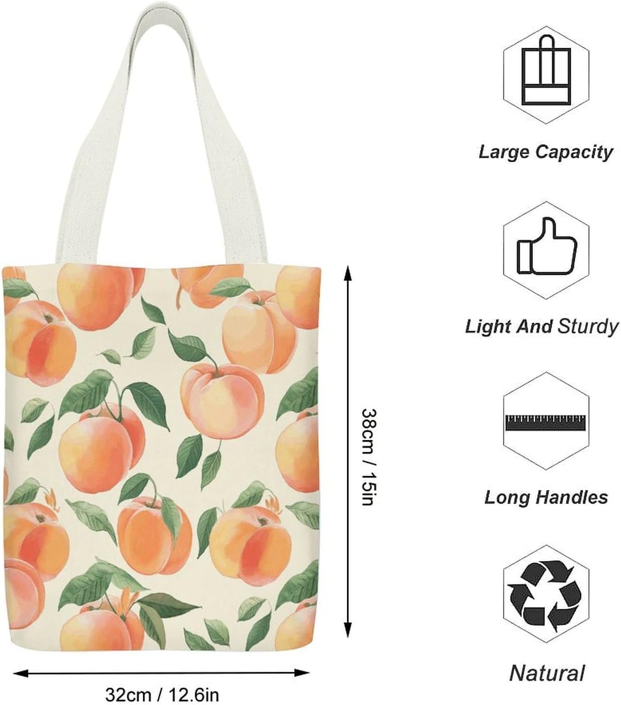 Peach Canvas Tote Bag Shoulder Bag Handbag image 4