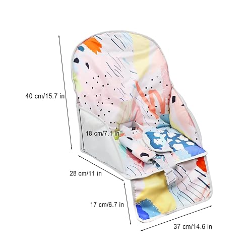 Miniatura 7 de Cojín para silla alta, cojín para silla alta, bonito patrón, cómodo diseño de cinturón de seguridad, cojín de asiento suave y cómodo, almohadilla