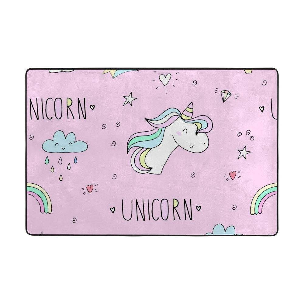 Tapis licorne rose anti sol froid grand tapis velours Ruchen