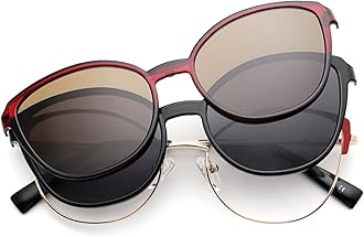 Bauhaus Magnetic Clip on Sunglasses for Men & Women Polarized UV Protection Retro Square Eyeglasses Fit Over Night Driving