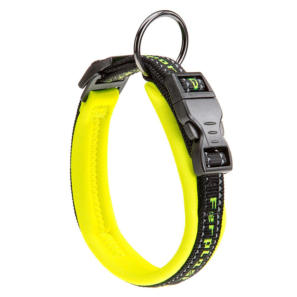 Ferplast Dog Collar SPORT DOG, Dog Collar Medium Dog, Soft Padding, Reflective Nylon Dog Collar, Pet Name Tag, Size: 2 cm (33-43 cm), Yellow
