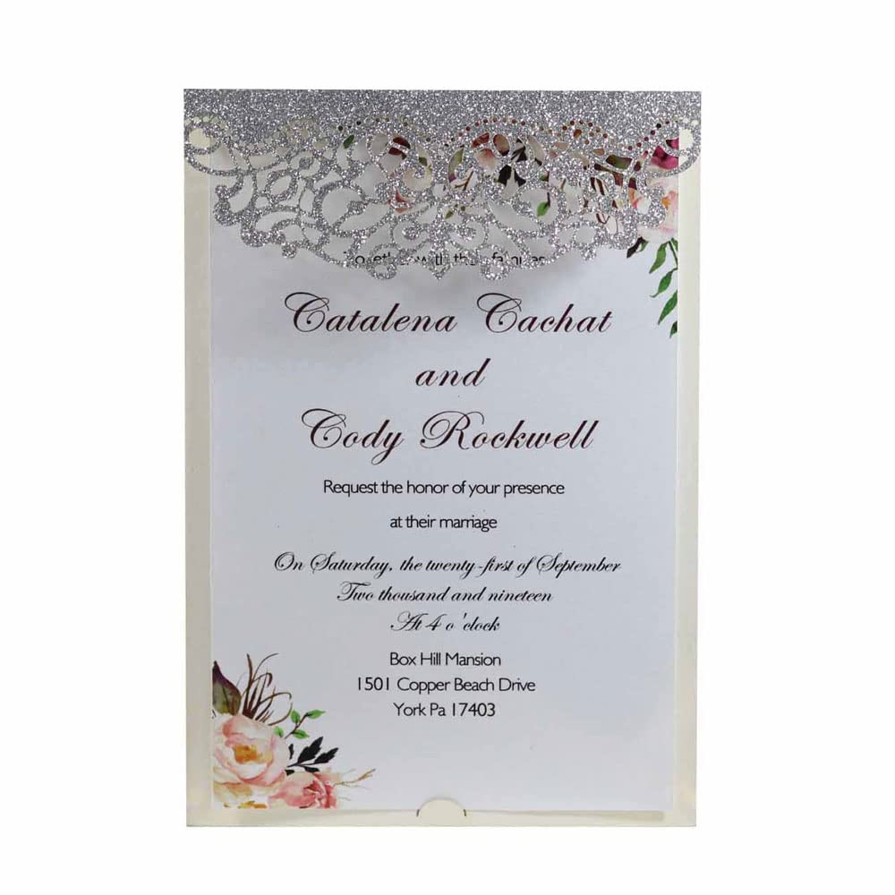 Invitations de mariage découpées au laser lot de 50 cartes pochette 13x18cm avec enveloppes