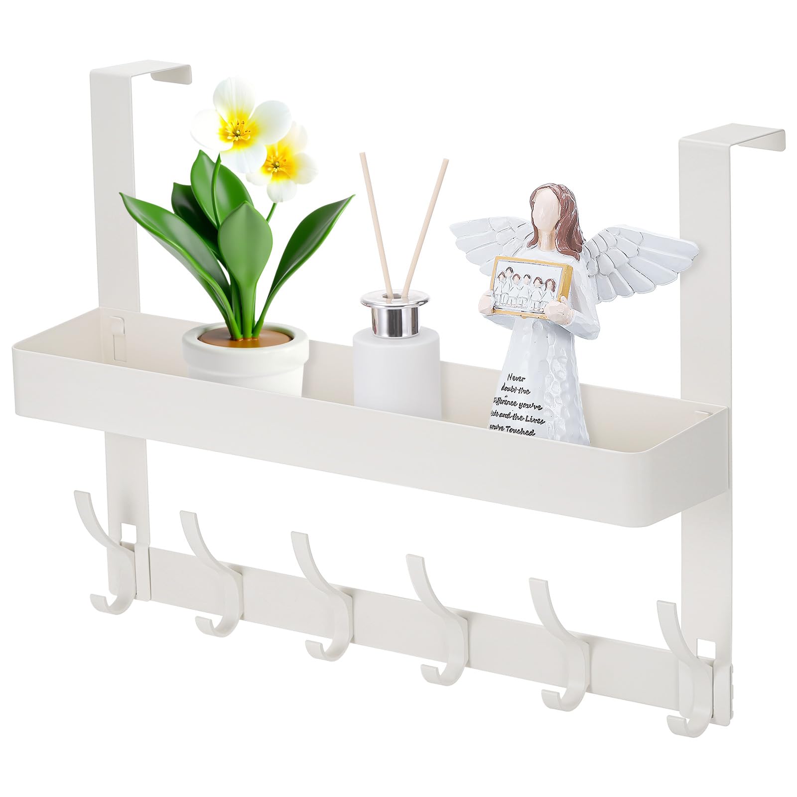 Kssvzz Over Door Hook, Over The Door Hanger with Baskets and 6 Coat Hooks
