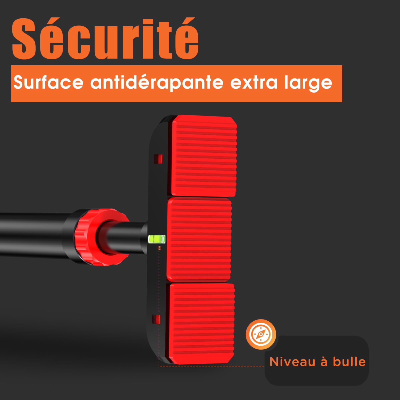 DH FitLife Barre de Traction pour Cadre de Porte sans Vis | Pull up bar Doorway à Domicile | Barre de Porte pour l'entraînement Musculaire | Barre de Tractions Porte 72-92cm | Avec Niveau à Bulle