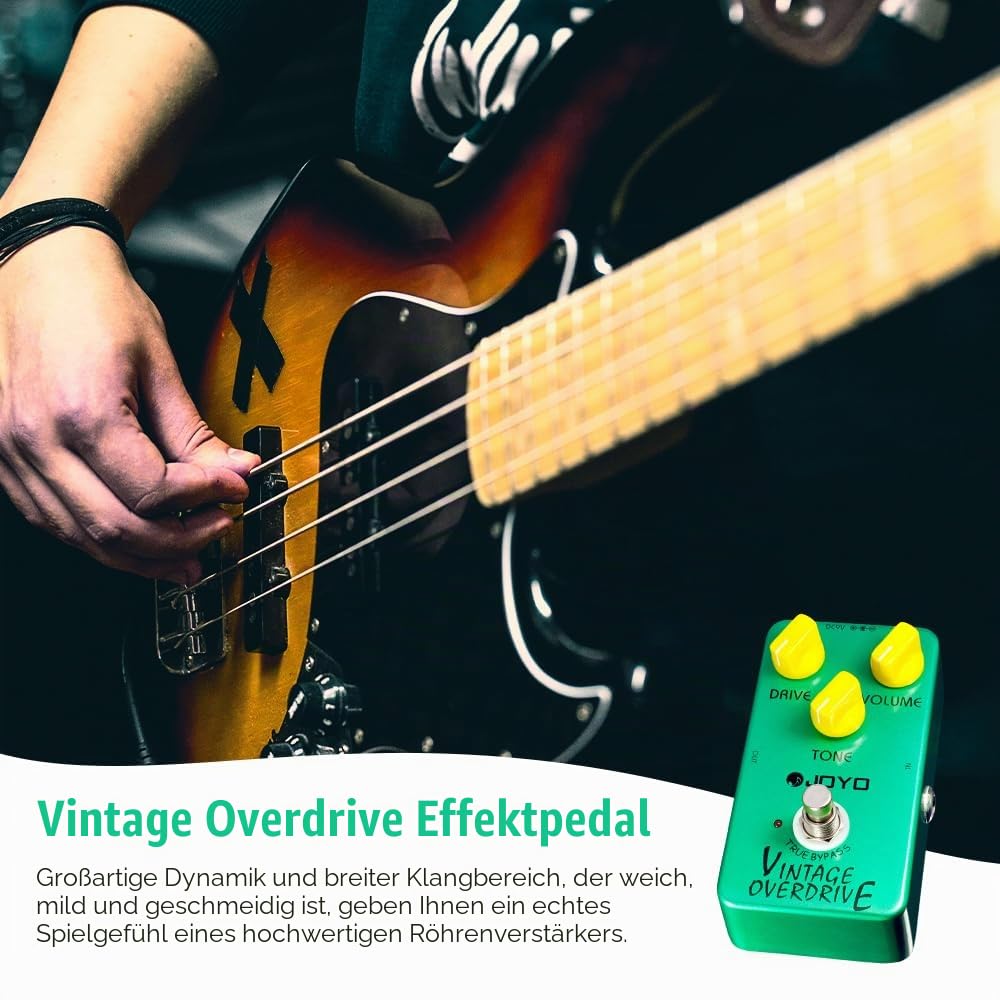 JOYO Vintage Overdrive Pedal Klassisches Röhren-Screamer-Pedal für E-Gitarre mit True Bypass (JF-01)