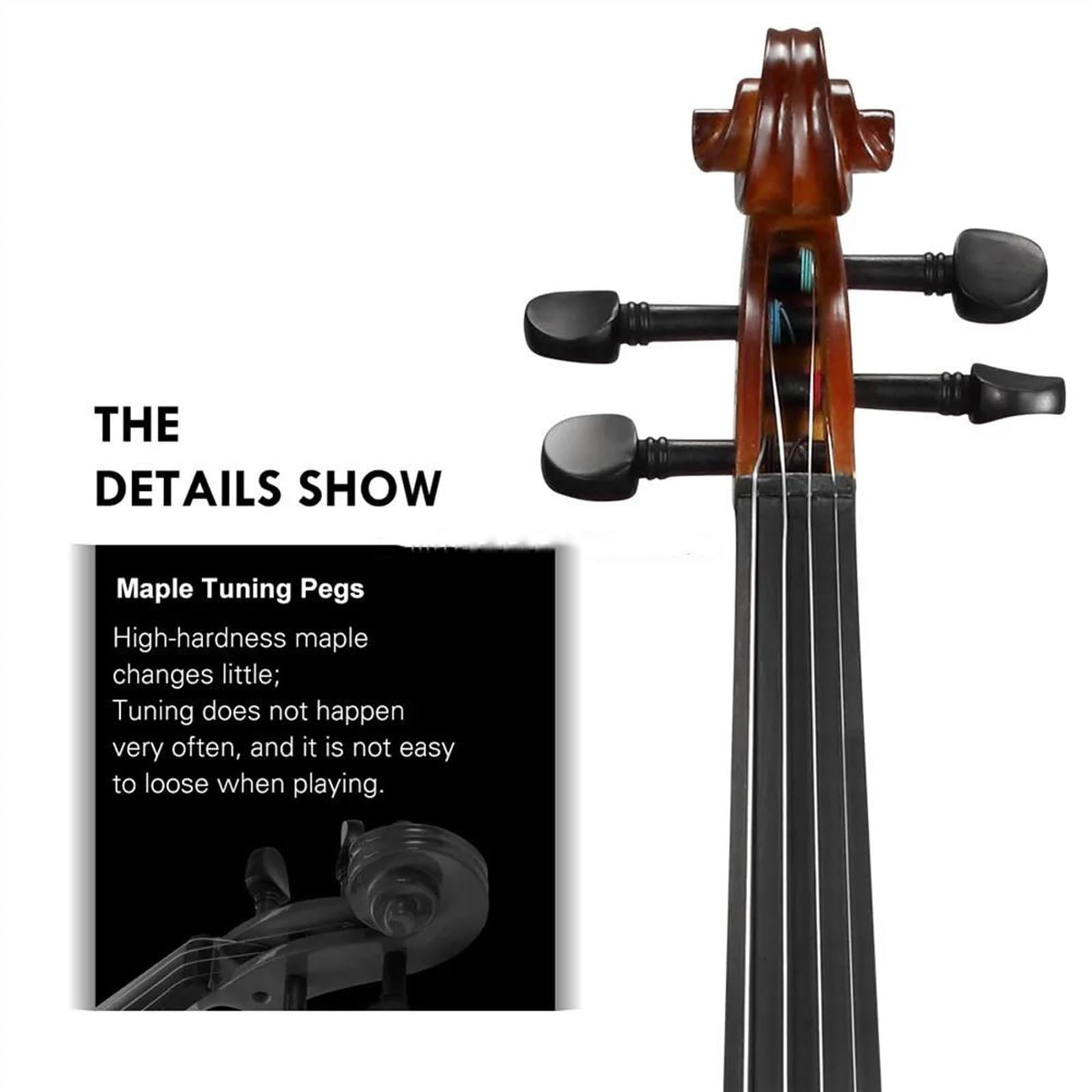 Violine Anfänger-Starter-Set Für Elektrische Violine Aus Massiver Fichte Mit Schwarzem Etui Bogen Und Schulterstütze(1/4)