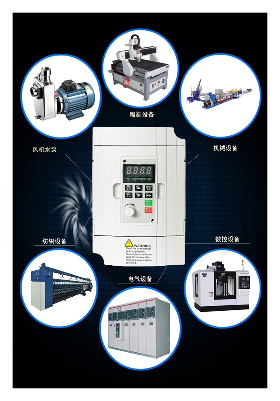 2,2kW monofase AC220 3 Fase AC380V Inverter di frequenza VFD Azionamento a velocità Regolabile CNC Motore del Fuso,Funzioni di Protezione Multipla(0.75kw,220)