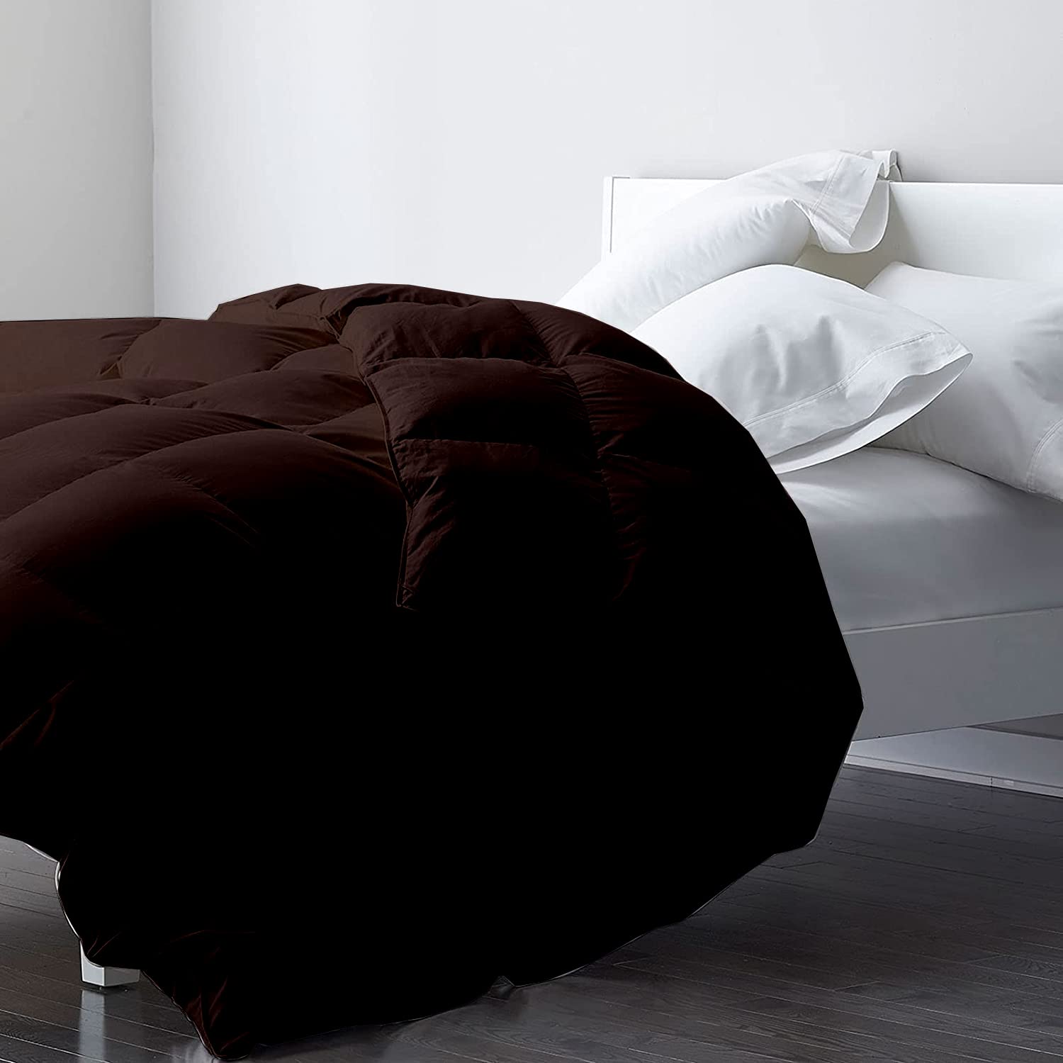 ARLinen 400 GSM Comforter Blanket, Rajai Double Bed Comforter Blanket, Super Soft Heavy Double Bed Blanket for Winter Quilt, Duvet for All Season, Chocolate Solid with 2 Pillow and 2 Pillow Cover
