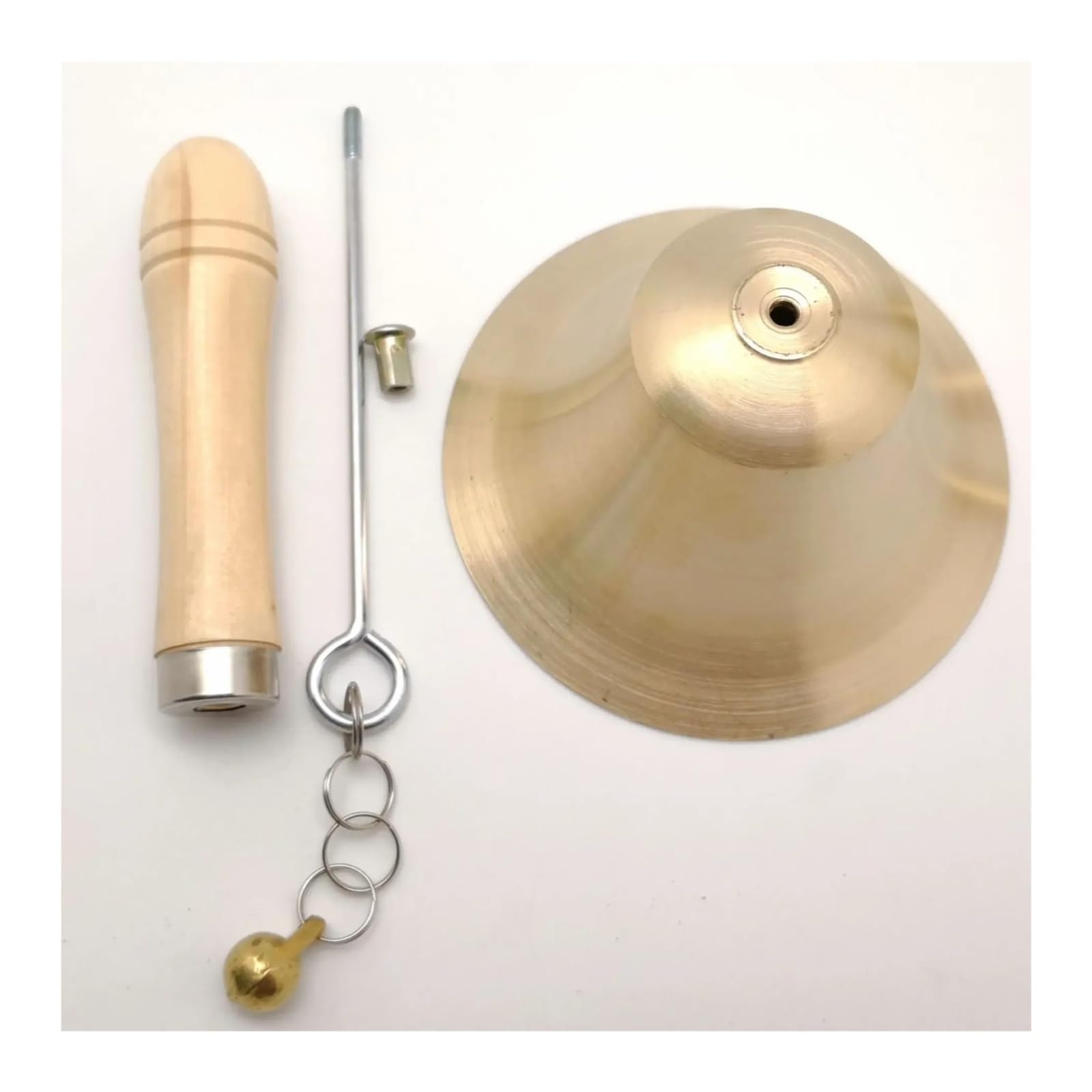 Campana de Mano Metal Campana de cobre con mango madera 8-17 cm | For recepción, cena, tienda, hotel, sonajero de mano, escuela, campanas, decoración(Diameter 17)