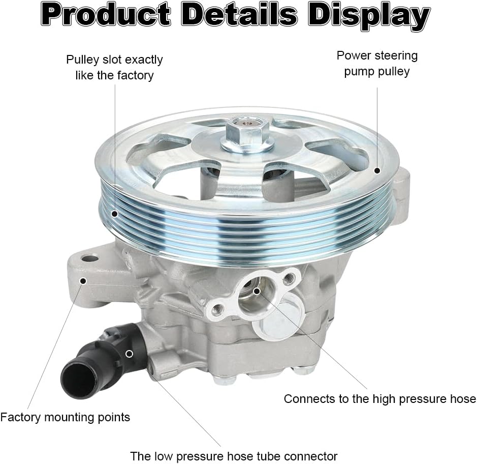 WMPHE Power Steering Pump with Pulley Compatible with Honda Odyssey V6 3.5L 2011 2012 2013 2014 2015 2016 2017, Compatible with Honda Pilot Ridgeline 2012 2013 2014, Replacement for 21-534, 96-665
