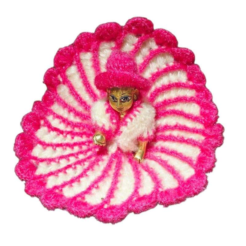 / Laddu Gopal Woolen Poshak with Cap/Designer Woolen Dress/Pink Colour (Size 5no) RK_2273