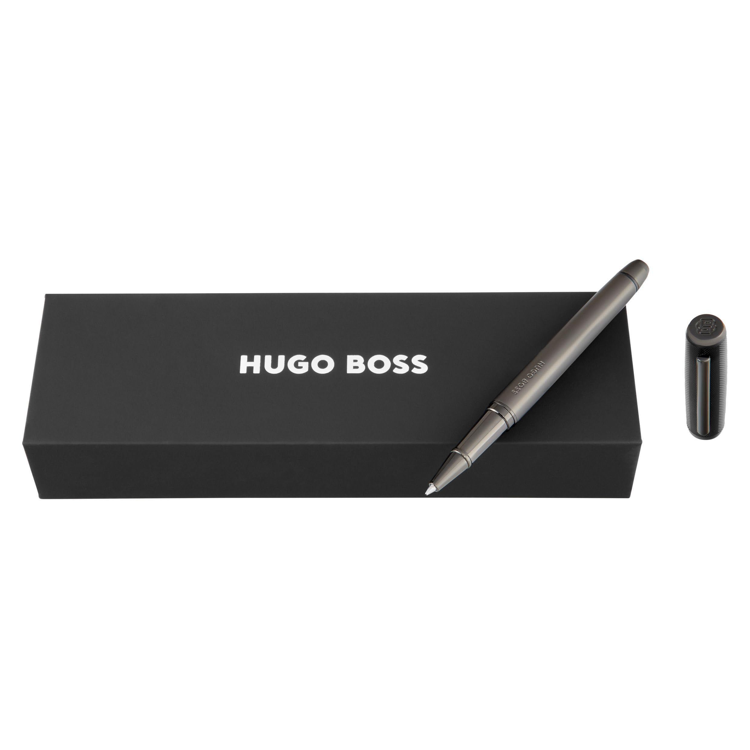 BOSS HUGO Pace Stylo roller – Stylo roller élégant en laiton mat – Stylo design de qualité supérieure avec boîte cadeau (HSL5655) (noir)