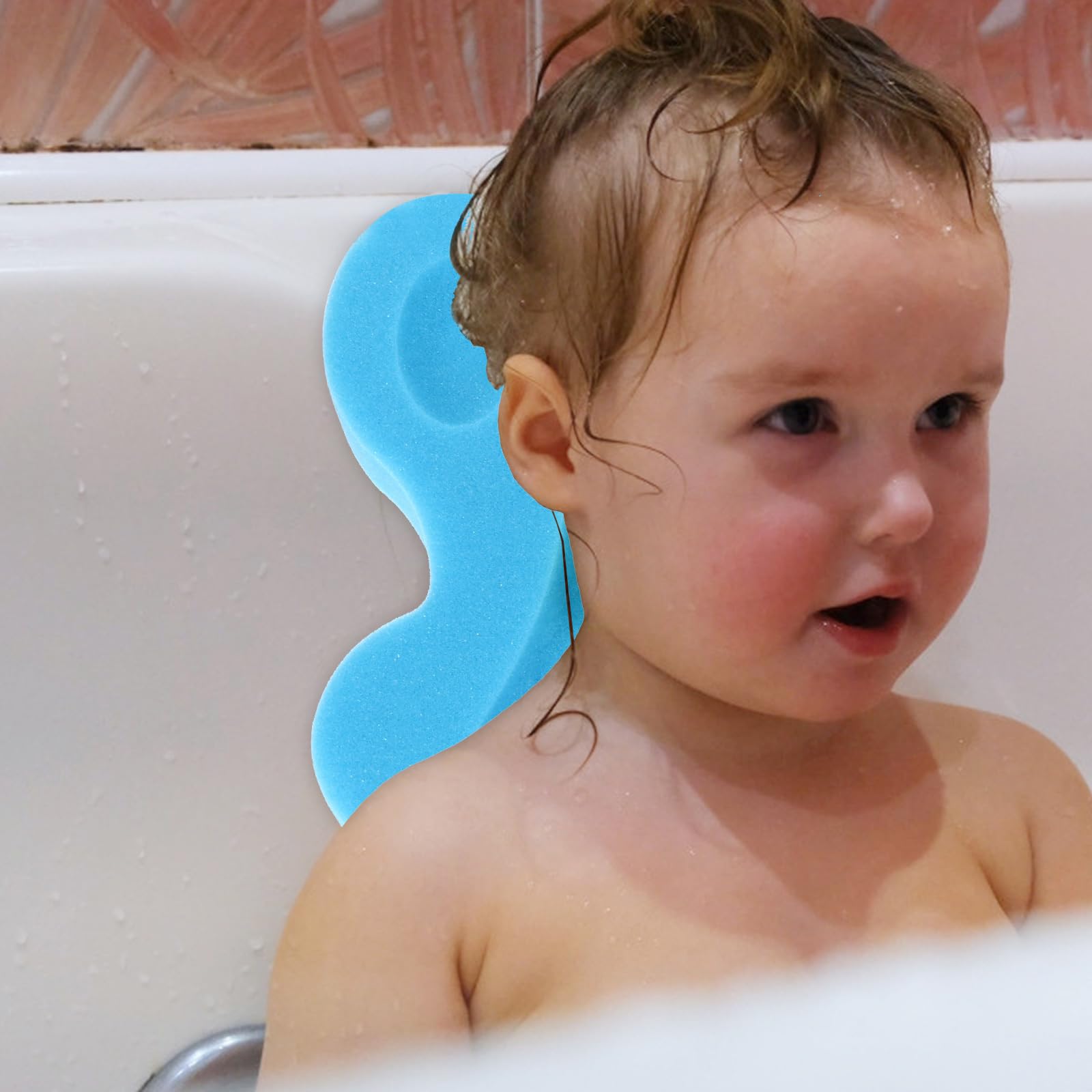 Vaguelly Babybadeschwamm Babybadekissen rutschfeste Badematte Mit Bärenform Gepolsterten Rändern Und Leichter Neigung Für Waschbecken Babybadewanne Und Badewanne 18.90X11.42X1.57In