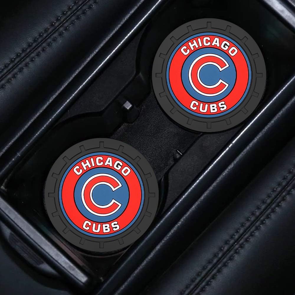 Cubs Car Cup Holder Coasters for Baseball Fans,Chicago Cubs Car Coasters for Vehicle Drink Holder,Baseball Stuffs Chicago Cubs Car Cup Holder Insert,Souvenir/Gifts for Baseball Fans,Car Cup Mat - Image 6
