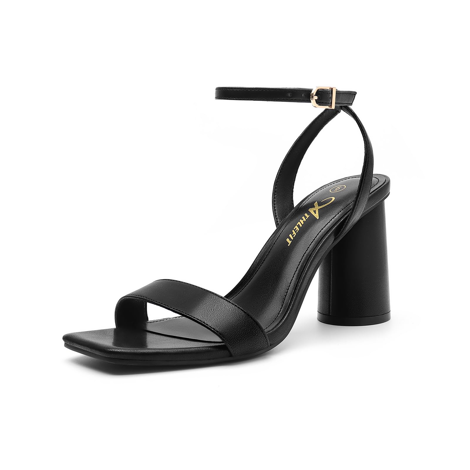 Athlefit Chunky Heels for Women Block Heeled Sandals Square Toe Ankle Strap Fashion High Heels for Prom