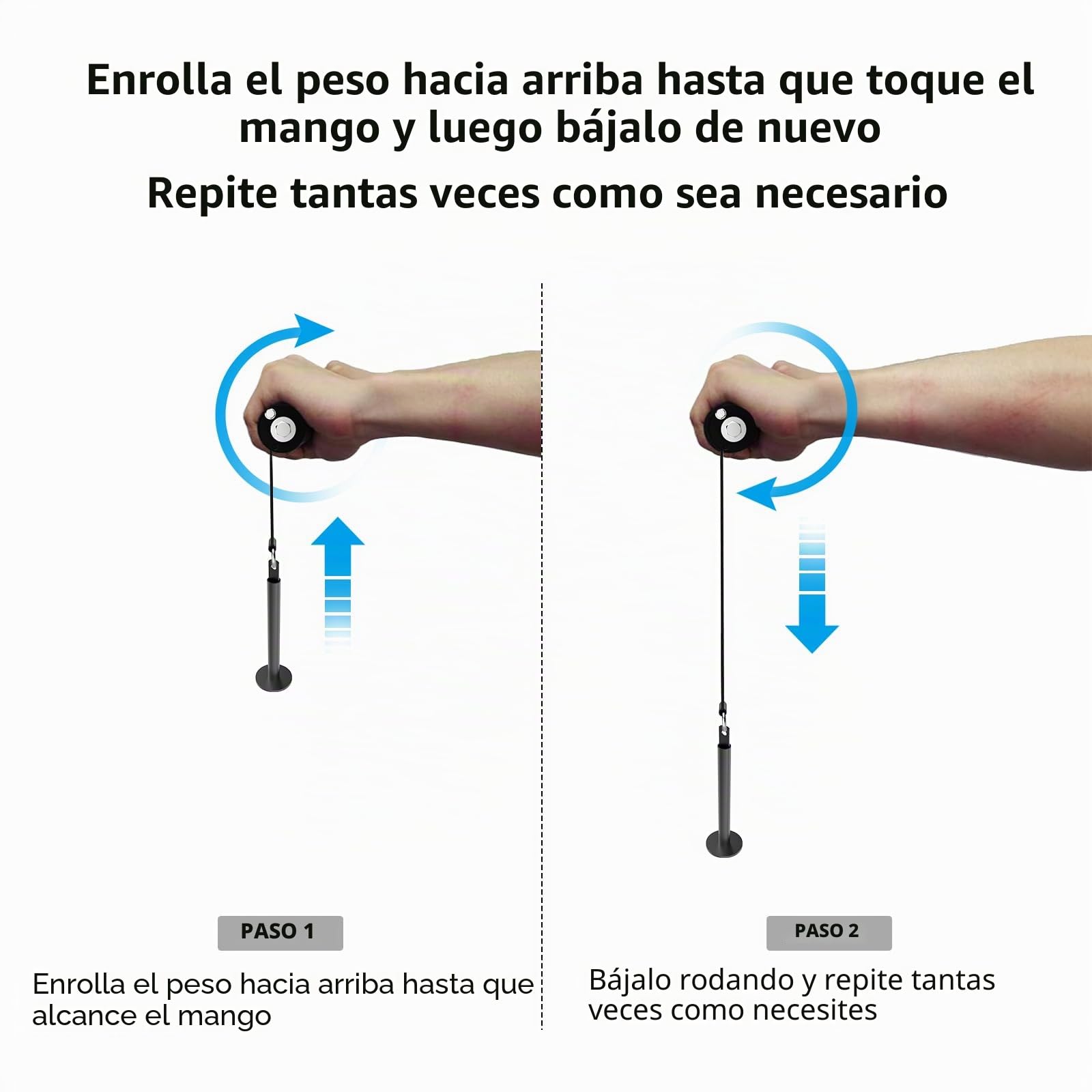 Rodillo de Muñeca y Antebrazo, Rodillo de Muñeca y Fortalecedor de Antebrazo para Entrenamiento y Ejercicios, Ideal para Fortalecer los Músculos de Mano, Muñeca y Antebrazo en Casa