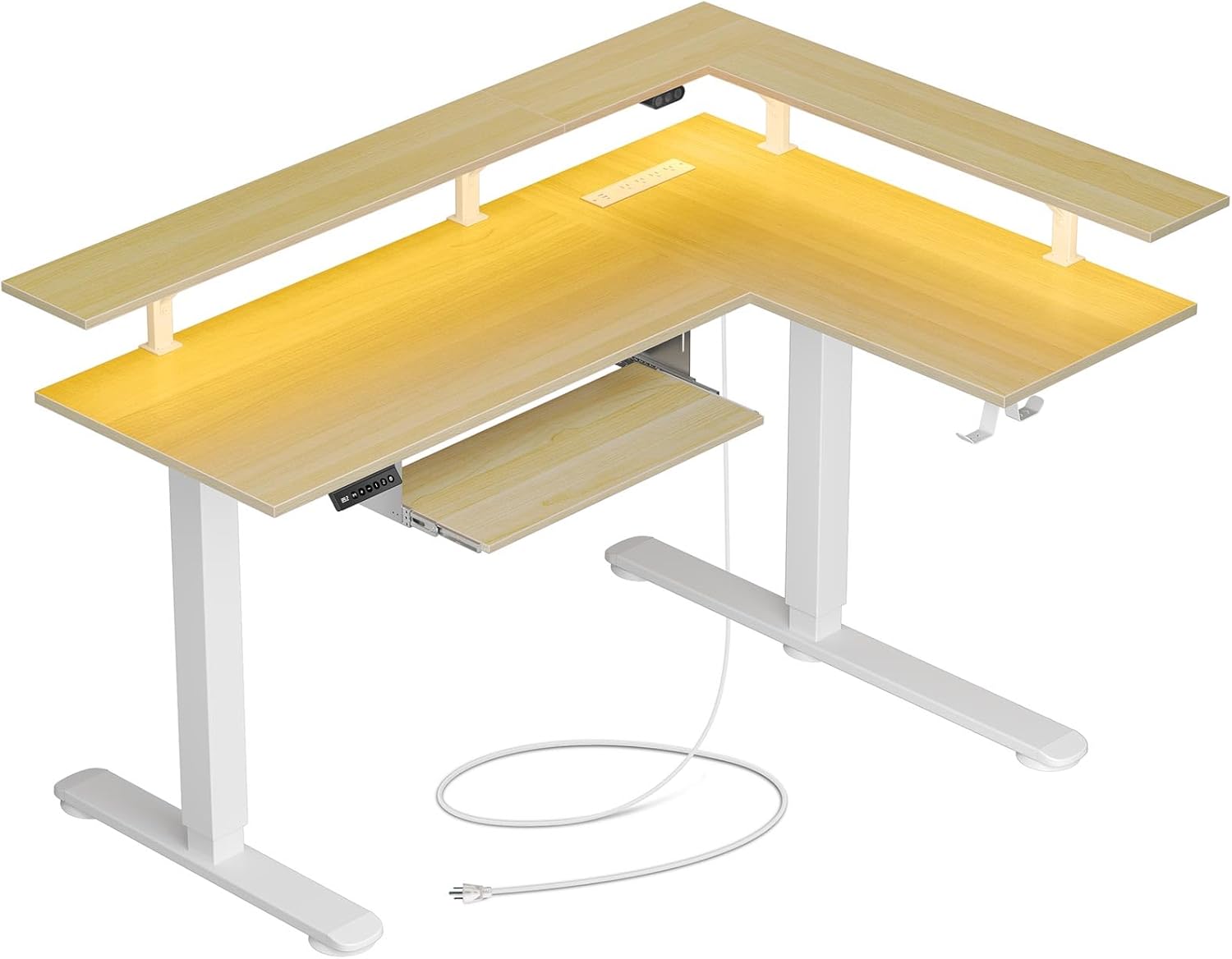 Rolanstar Standing Desk, Dual Motor L Shaped Height Adjustable Desk