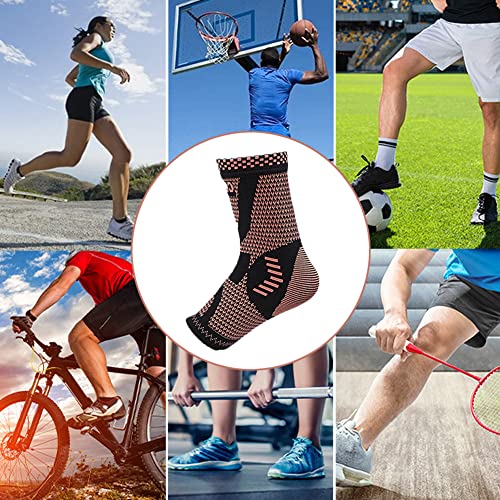Copper Ankle Compression Sleeve, Elastic Ankle Support Brace For Plantar Fasciitis, Achilles Tendonitis, Sprained Ankle, Foot Pain Relief, Swelling, Breathable Foot Wrap Ankle Brace For Men & Women #TOP6