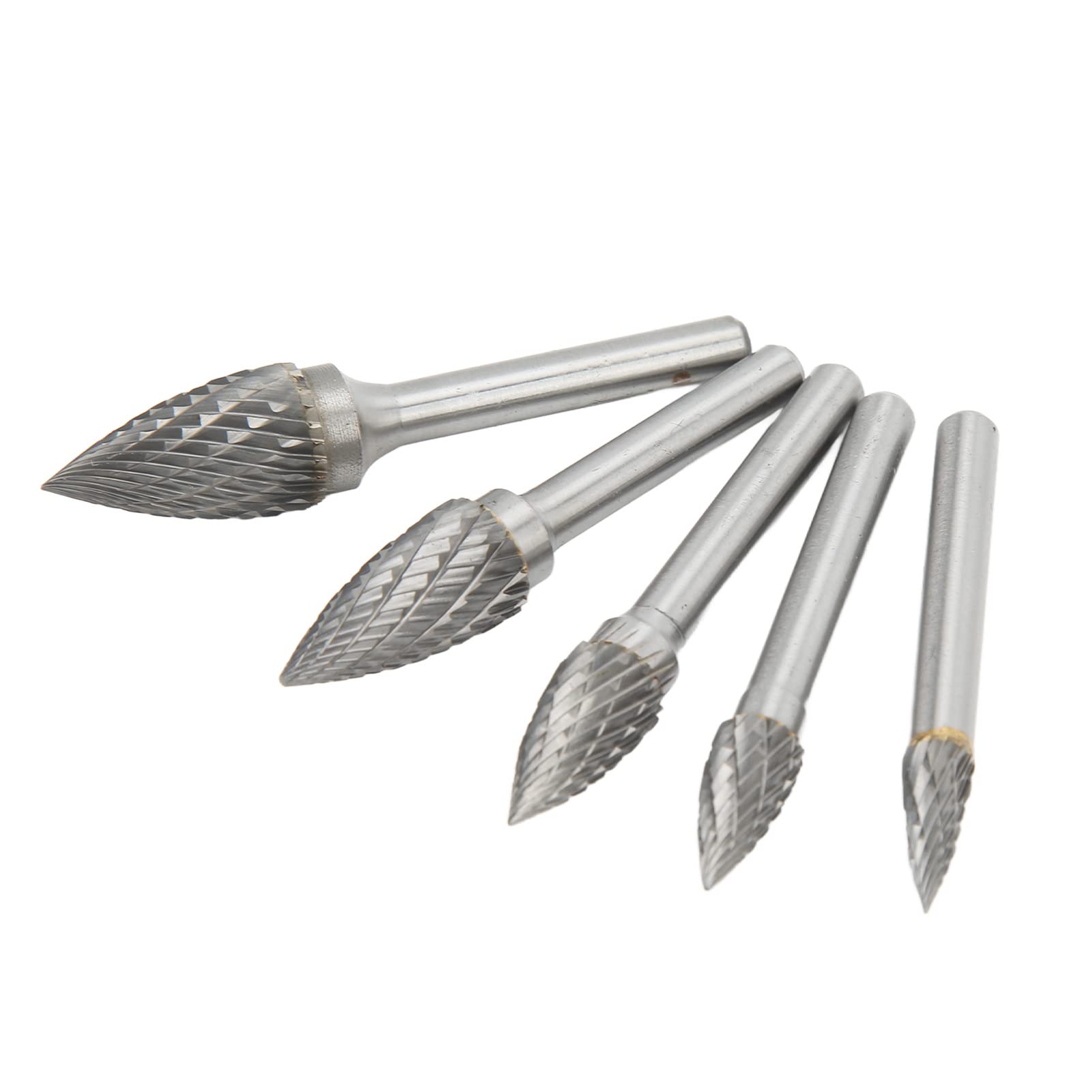 5-teiliges Doppelschnitt-Hartmetall-Rotationsfeilen-Set mit 6 mm Schaft, Hartmetall-Frässtifte für Luftfahrt, Automobil, Schiff, hochfeste Hartmetall-Drehfräser für Präzisionsschleifen