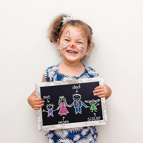 Miniatura 6 de Pizarra magnética de superficie de 8.7 x 12.6 pulgadas, marco de madera blanca vintage, pizarra negra de pared para usar en casa, oficina y