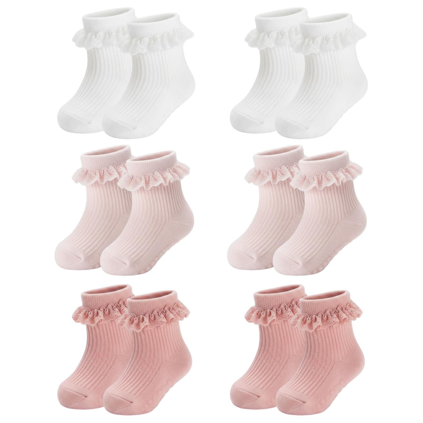 6 Pairs Socks Kids Baby Girls Anti Slip Floor Spring and Autumn Cotton Learning to Walk Unsteadily Lace — view 11
