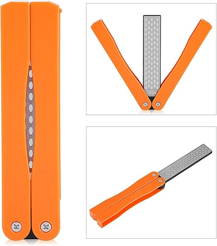 Miniatura 6 de Piedras de afilar de doble cara, grano 400600, cuchillas de mano finas y gruesas, piedra de afilar plegable, herramienta de bolsillo deslizante para