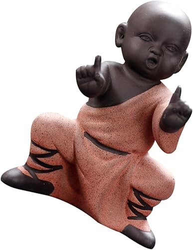 Miniatura 5 de Garneck 2 piezas de estatua de jardín de Buda estatua zen mini monje adornos Fengshui figuras de té decoración para mascotas escultura de té