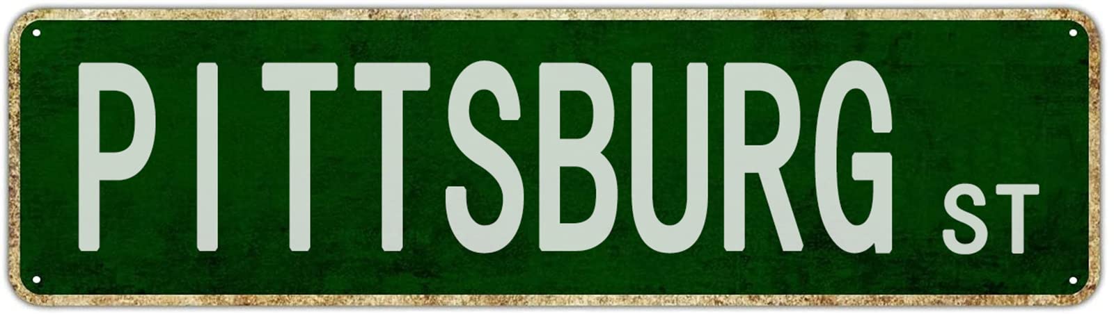 Pittsburg Street Retro Tin Signs Aluminum Metal Sign Gift for Home Kitchen Outdoor Garden Yard Wall Barn Decor 4x16 Inch