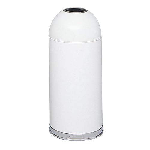 Safco Bote de basura de cúpula superior, cubo de basura de acero inoxidable de 15 galones para uso en interiores, manos libres, color blanco