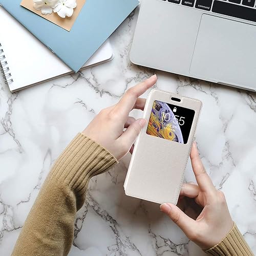 Miniatura 7 de Funda para Vivo Y21e 2022, funda de cuero de grano de madera con tarjetero y ventana, cubierta magnética con tapa para Vivo Y21a 2022 (6.51 pulgadas)