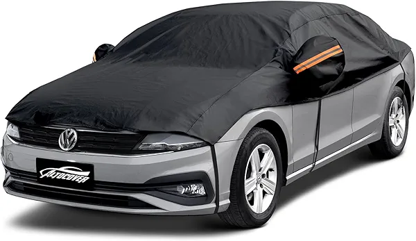 Half Car Cover Top, Hail Protector Car Cover with Cotton Liner, Sunroof & Windshield Cover for Ice and Snow, All Weather Vehicle Body Cover for Sun, Rain, Dust