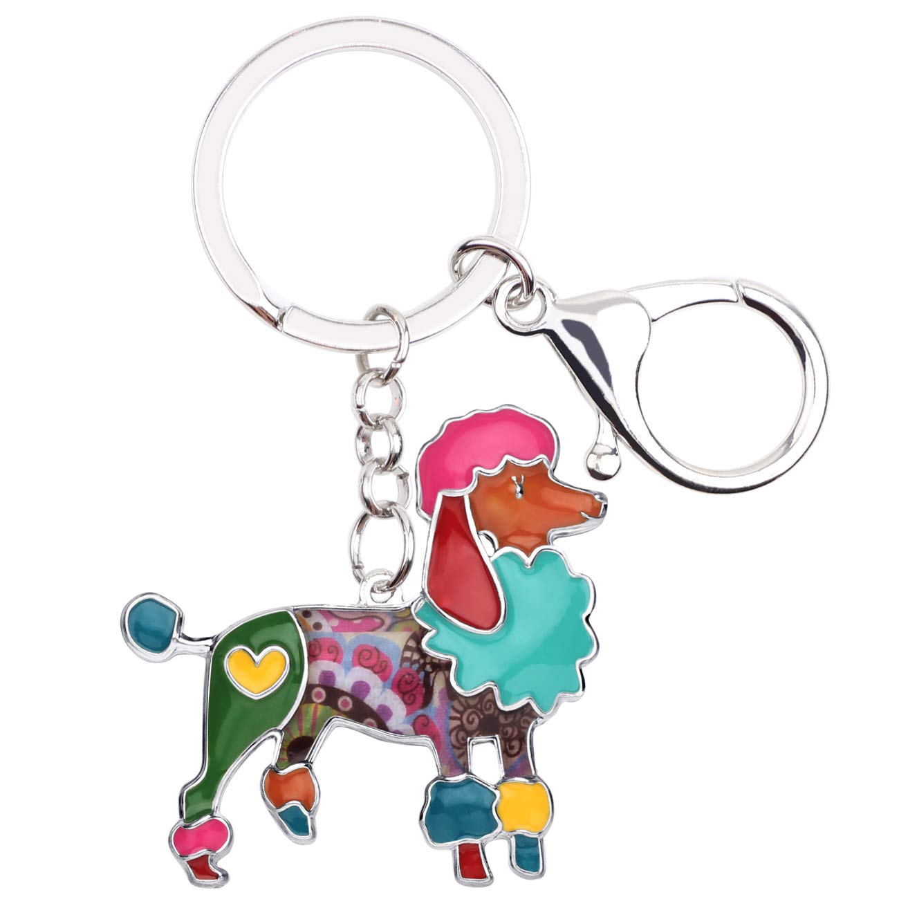 DUOWEI Enamel Poodle Dog Keychain Elegant Pet Keyring Handbag Purse Charm Gifts for Women Girls (Multicolor)