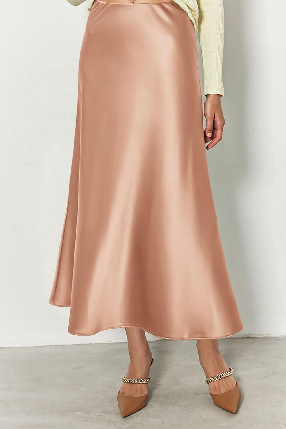 PRETTYGARDEN Women's Satin Skirts Dressy Casual 2026 Fall High Waisted Cocktail Wedding Flowy Elegant A Line Midi Skirt - Image 3