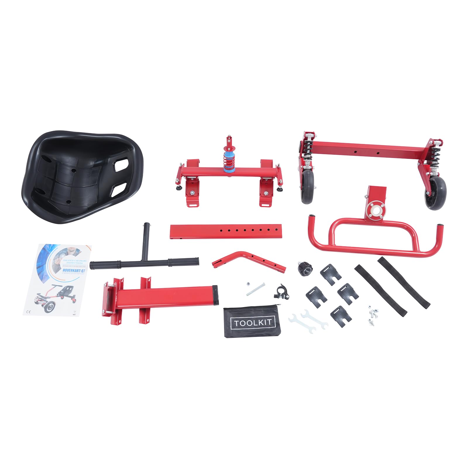 Trottinette auto-équilibrée pour tous les hoverboards de 6,5, 8, 10", siège auto-équilibré, longueur de broche réglable de 68,9 à 95 cm, jusqu'à 100 kg, avec roues en polyuréthane et kit d'outils