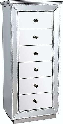 Miniatura 3 de XIAOSENLIN Armario de joyería de espejo con espejo abatible superior, gabinete de joyería independiente, baúl de almacenamiento para dormitorio con