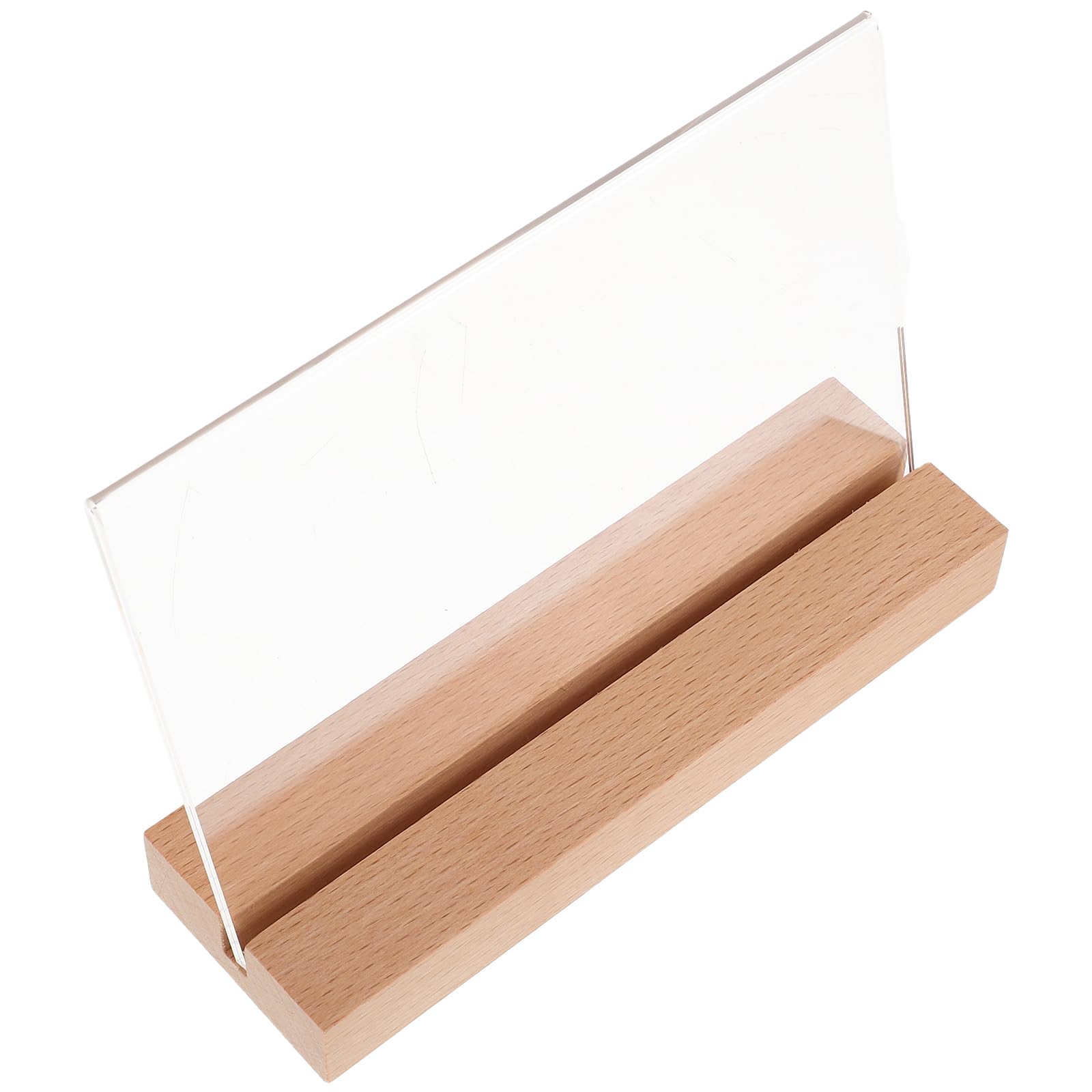Gatuida 5 Soportes de Menú de Acrílico Transparente con Base de Madera, Diseño Horizontal Estable para Oficinas, Restaurantes y Cafeterías