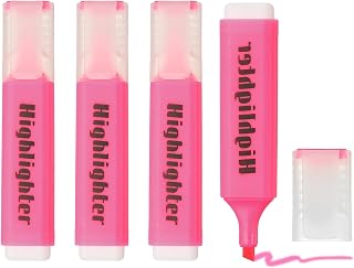 PATIKIL Cute Highlighters, 4 Pack No Bleeding High Lighters Colored Marker Pens Large Capacity Big Bulk Pastel for Office Supplies Books Journal Studying DIY Home, H5821 Pink